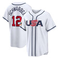 Rebec P.Phillies #12 Kyle Schwarber Player White USA World Classic Game Limited Stitched Jerseys
