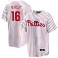 Rebec P.Phillies #16 Brandon Marsh Player White Home Game Stitched Jerseys