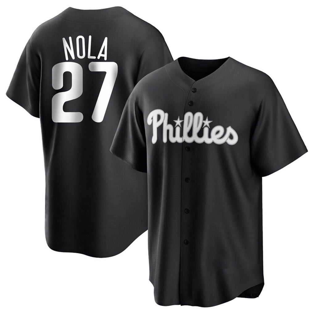 Rebec P.Phillies #27 Aaron Nola Player Black Alt Fashion Home Game Stitched Jerseys