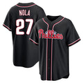 Rebec P.Phillies #27 Aaron Nola Player Black Fashion Out Home Game Stitched Jerseys