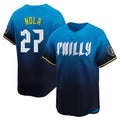 Rebec P.Phillies #27 Aaron Nola Player Blue City Connect Home Limited Stitched Jerseys