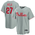 Rebec P.Phillies #27 Aaron Nola Player Gray Home Game Stitched Jerseys