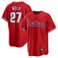 Rebec P.Phillies #27 Aaron Nola Player Red Home Game Stitched Jerseys
