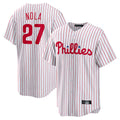 Rebec P.Phillies #27 Aaron Nola Player White Home Game Stitched Jerseys