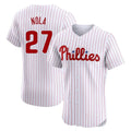 Rebec P.Phillies #27 Aaron Nola Player White Home Limited Elite Stitched Jerseys