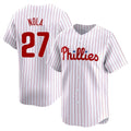 Rebec P.Phillies #27 Aaron Nola Player White Home Limited Stitched Jerseys