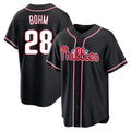 Rebec P.Phillies #28 Alec Bohm Player Black Fashion Out Home Game Stitched Jerseys