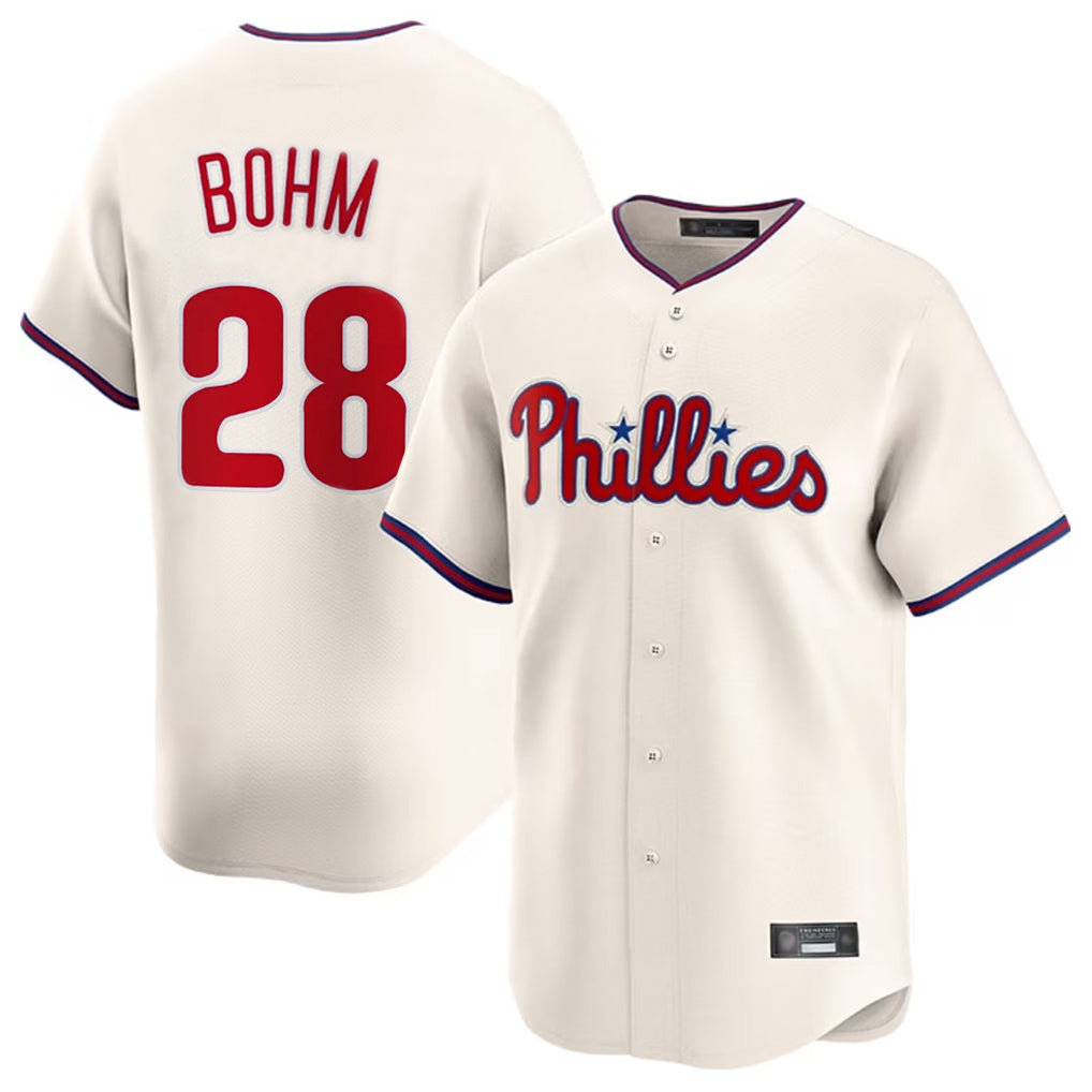 Rebec P.Phillies #28 Alec Bohm Player Cream Home Limited Stitched Jerseys