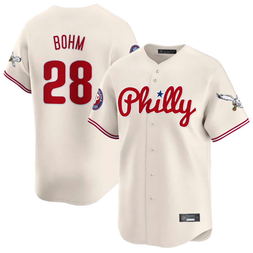 Rebec P.Phillies #28 Alec Bohm Player Cream Phillies & Eagles Vapor Premier Limited Stitched Jerseys