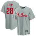 Rebec P.Phillies #28 Alec Bohm Player Gray Home Game Stitched Jerseys