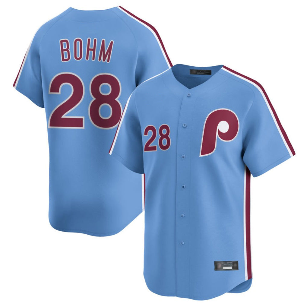 Rebec P.Phillies #28 Alec Bohm Player Light Blue Home Limited Stitched Jerseys