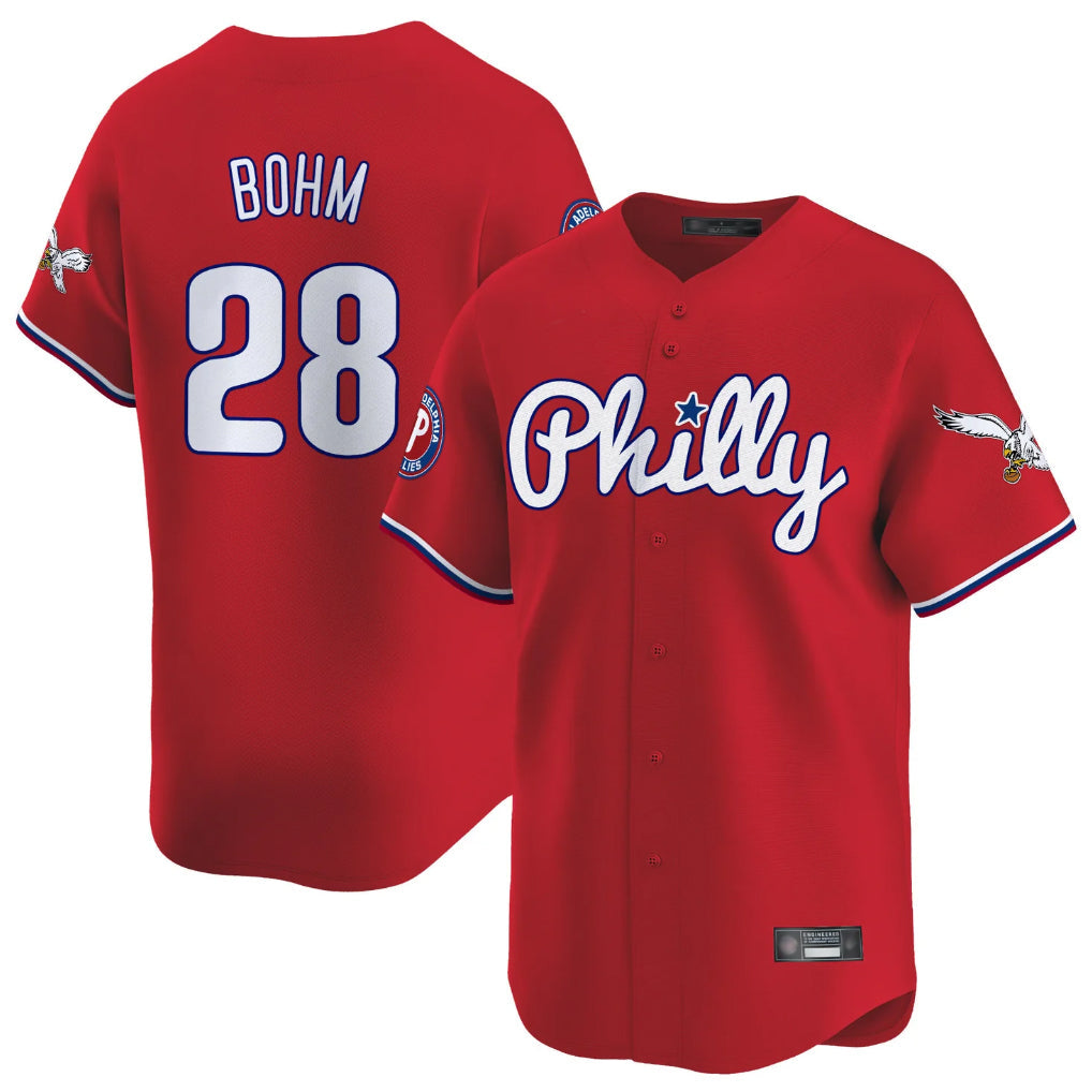Rebec P.Phillies #28 Alec Bohm Player Red Phillies & Eagles Vapor Premier Limited Stitched Jerseys