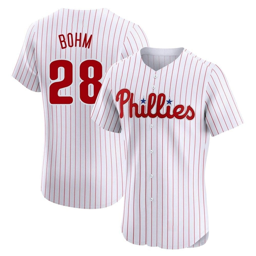 Rebec P.Phillies #28 Alec Bohm Player White Home Limited Elite Stitched Jerseys