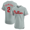Rebec P.Phillies #2 Justin Crawford Player Gray Home Limited Elite Stitched Jerseys