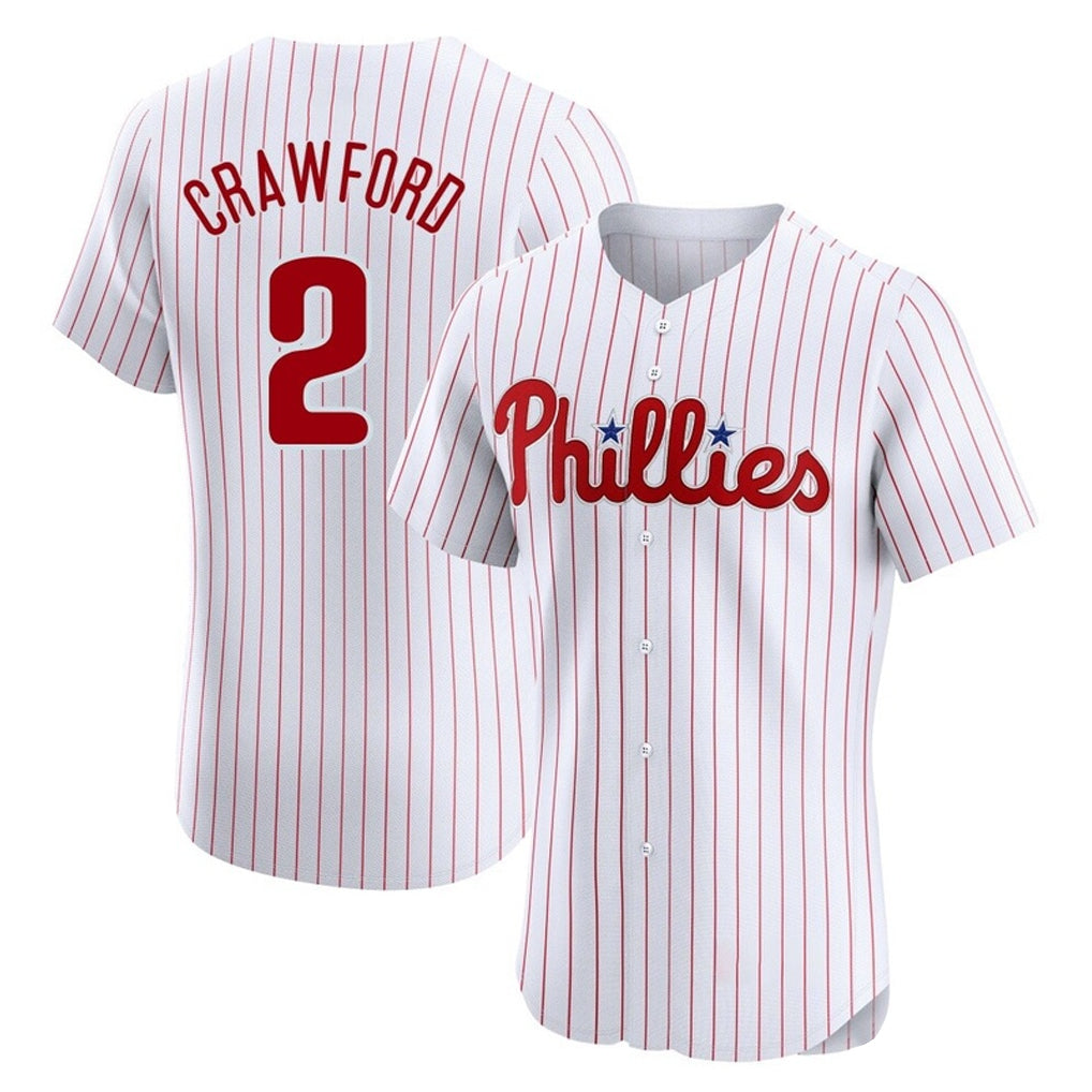 Rebec P.Phillies #2 Justin Crawford Player White Home Limited Elite Stitched Jerseys