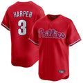 Rebec P.Phillies #3 Bryce Harper Player Red Home Limited Stitched Jerseys