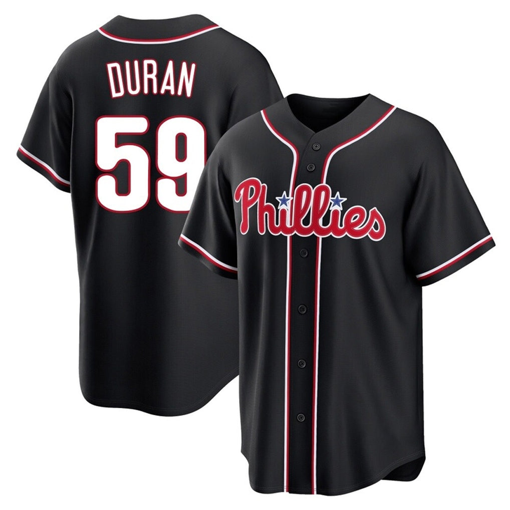 Rebec P.Phillies #59 Jhoan Duran Player Black Fashion Out Home Game Stitched Jerseys
