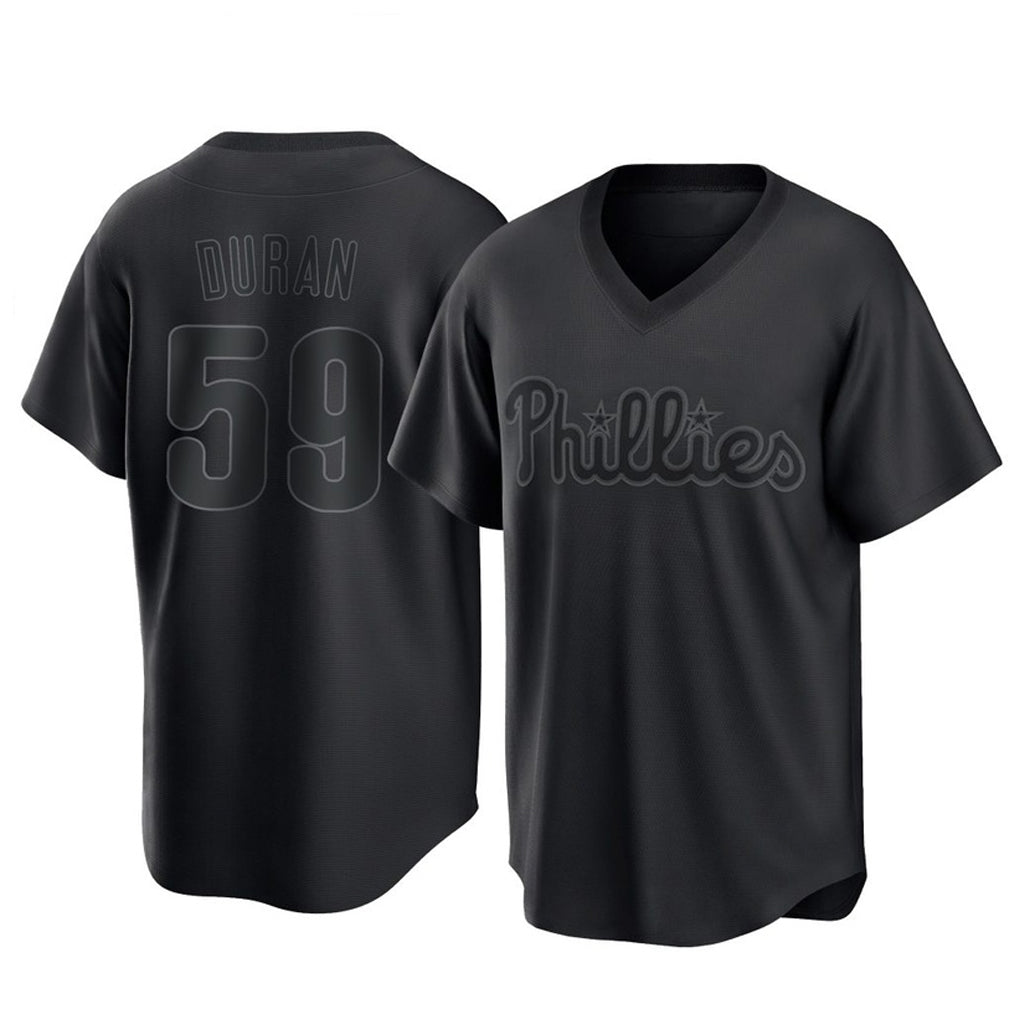 Rebec P.Phillies #59 Jhoan Duran Player Black Pitch Fashion Limited T-shirt Stitched Jerseys