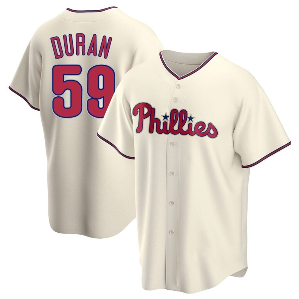 Rebec P.Phillies #59 Jhoan Duran Player Cream Home Game Stitched Jerseys