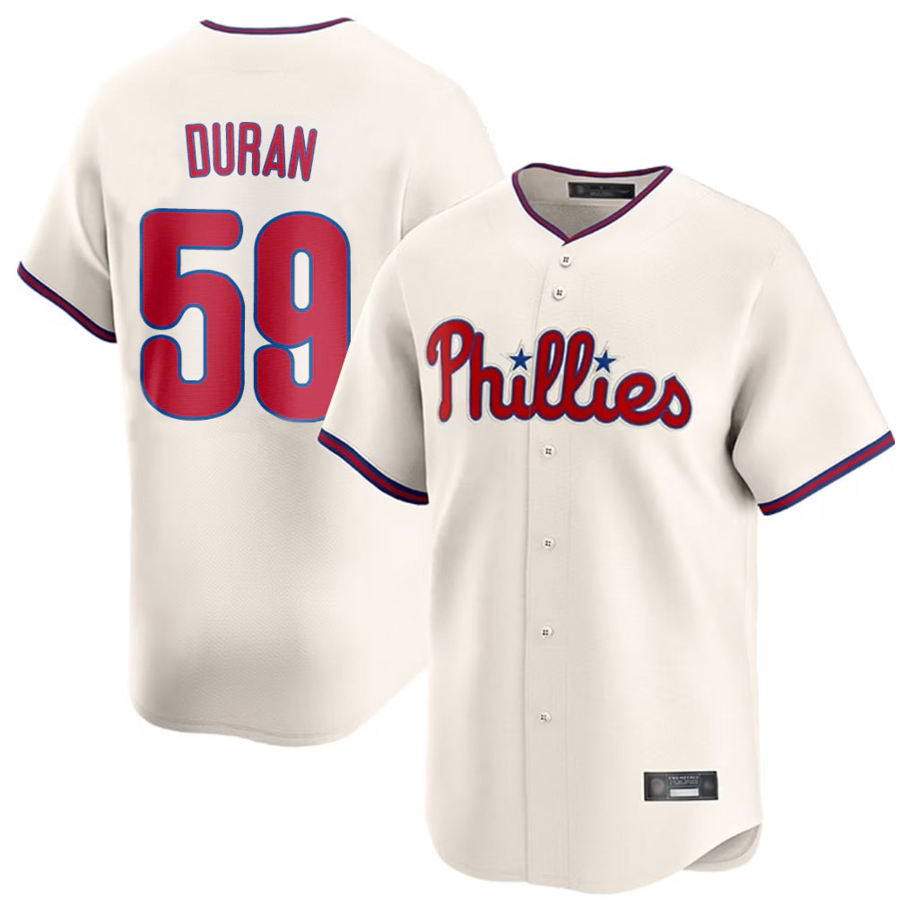 Rebec P.Phillies #59 Jhoan Duran Player Cream Home Limited Stitched Jerseys
