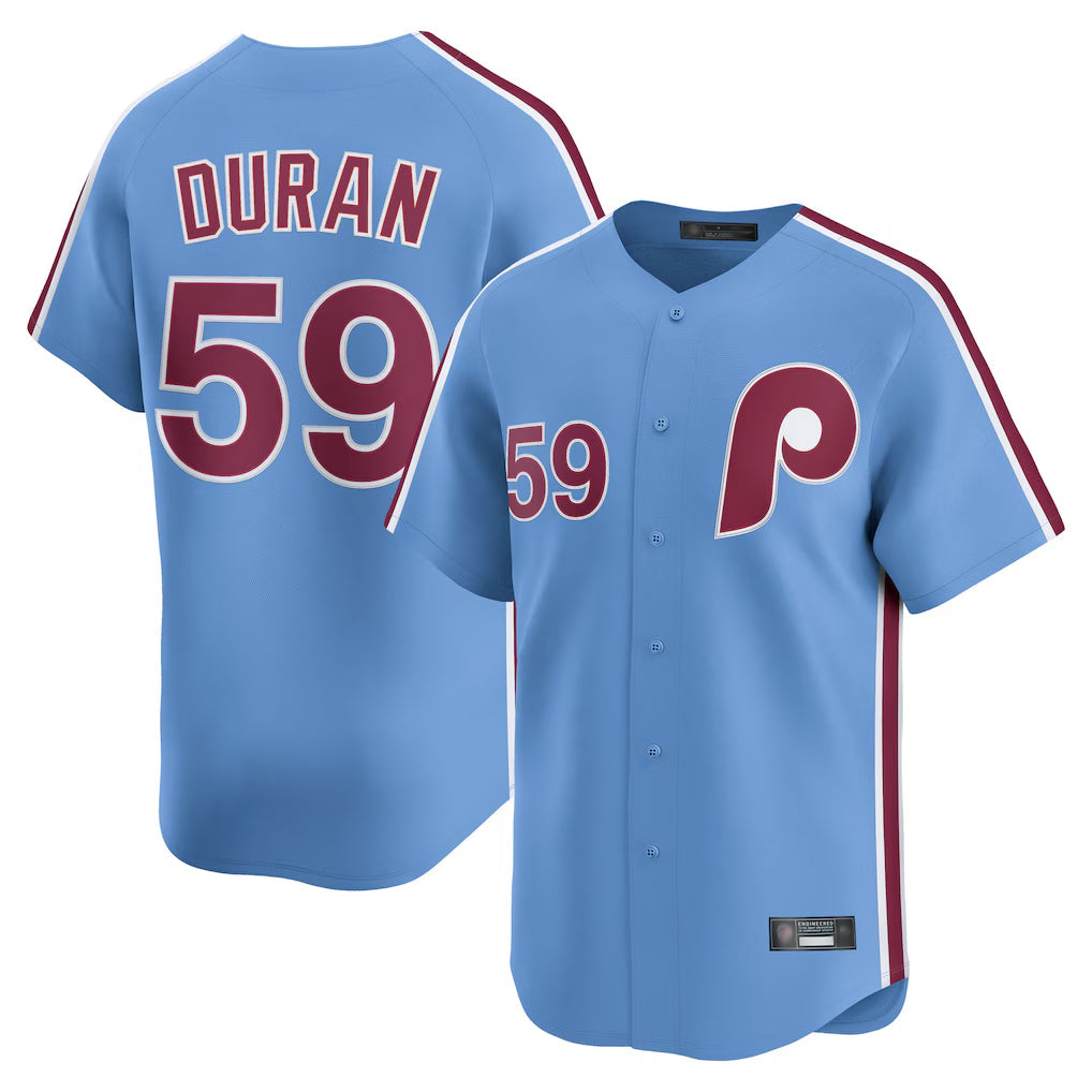 Rebec P.Phillies #59 Jhoan Duran Player Light Blue Home Limited Stitched Jerseys