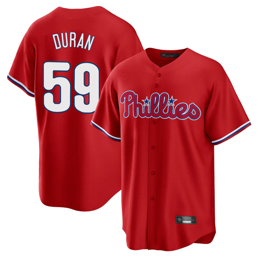 Rebec P.Phillies #59 Jhoan Duran Player Red Home Game Stitched Jerseys