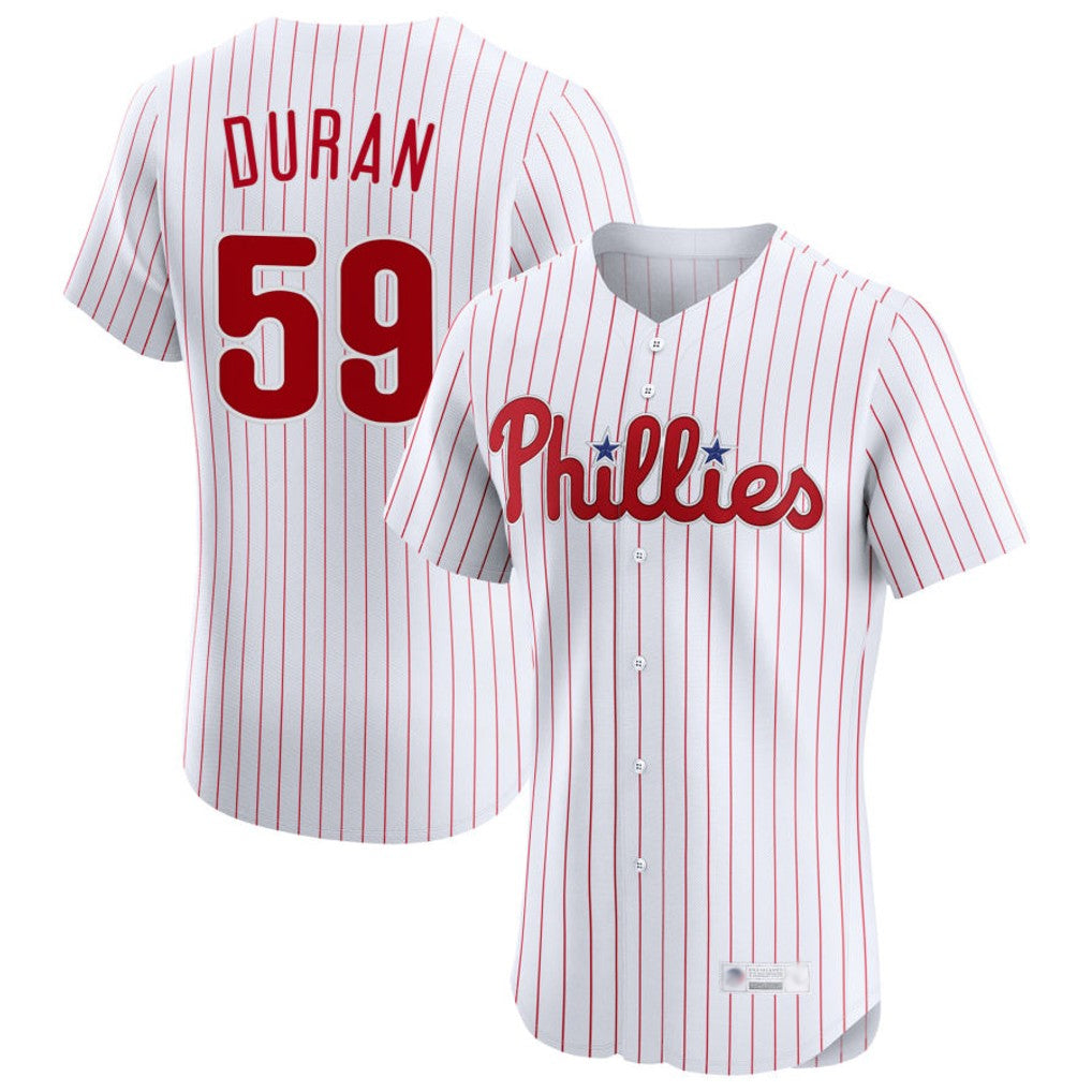 Rebec P.Phillies #59 Jhoan Duran Player White Home Limited Elite Stitched Jerseys