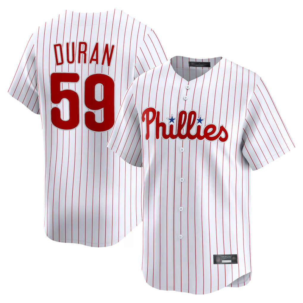 Rebec P.Phillies #59 Jhoan Duran Player White Home Limited Stitched Jerseys