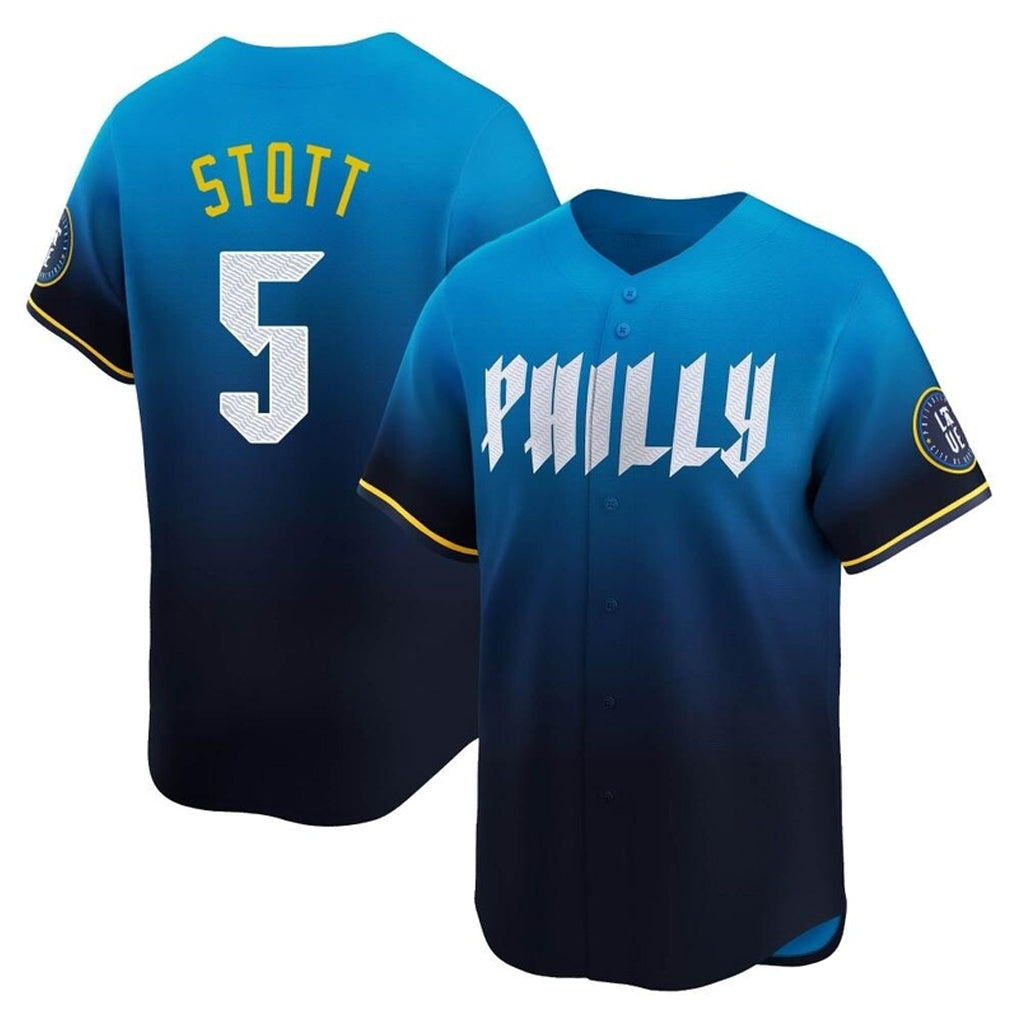Rebec P.Phillies #5 Bryson Stott Player Blue City Connect Home Limited Stitched Jerseys