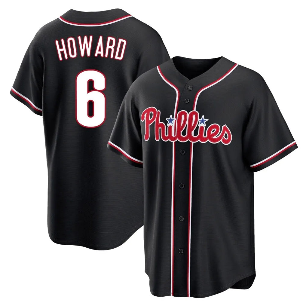 Rebec P.Phillies #6 Ryan Howard Player Black Fashion Out Home Game Stitched Jerseys