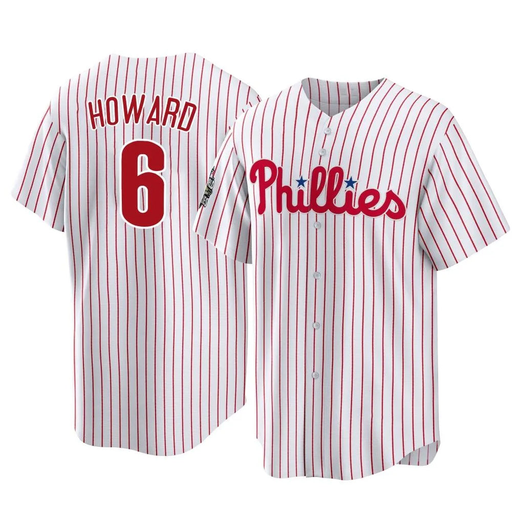 Rebec P.Phillies #6 Ryan Howard Player White Home Game Stitched Jerseys