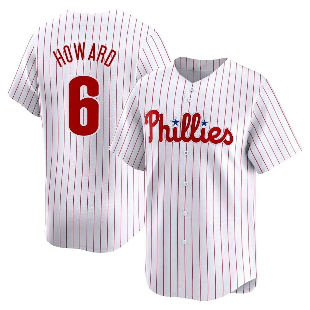 Rebec P.Phillies #6 Ryan Howard Player White Home Limited Stitched Jerseys