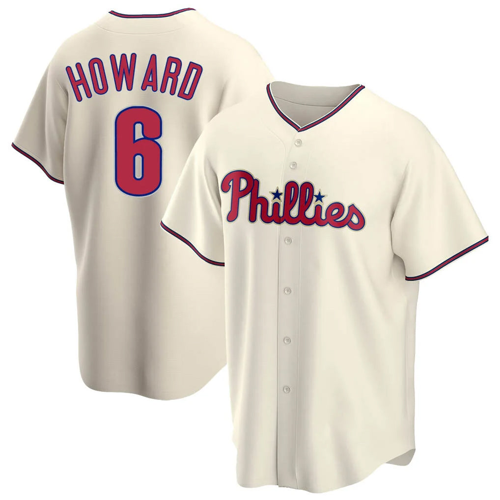 Rebec P.Phillies #6 Ryan Howardr Player Cream Home Game Stitched Jerseys
