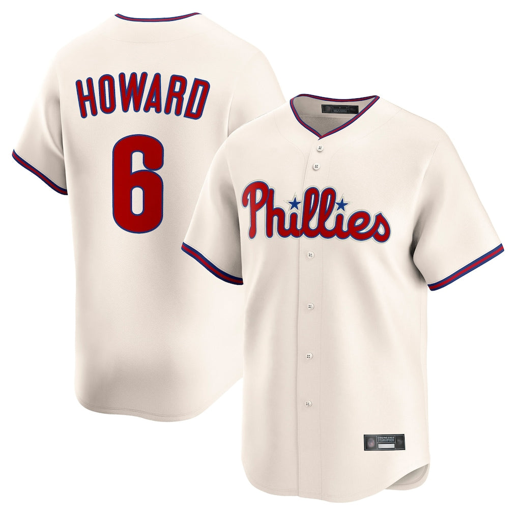 Rebec P.Phillies #6 Ryan Howardr Player Cream Home Limited Stitched Jerseys