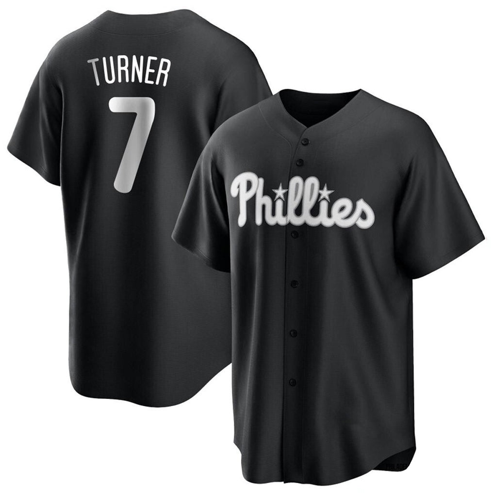Rebec P.Phillies #7 Trea Turner Player Black Alt Fashion Home Game Stitched Jerseys