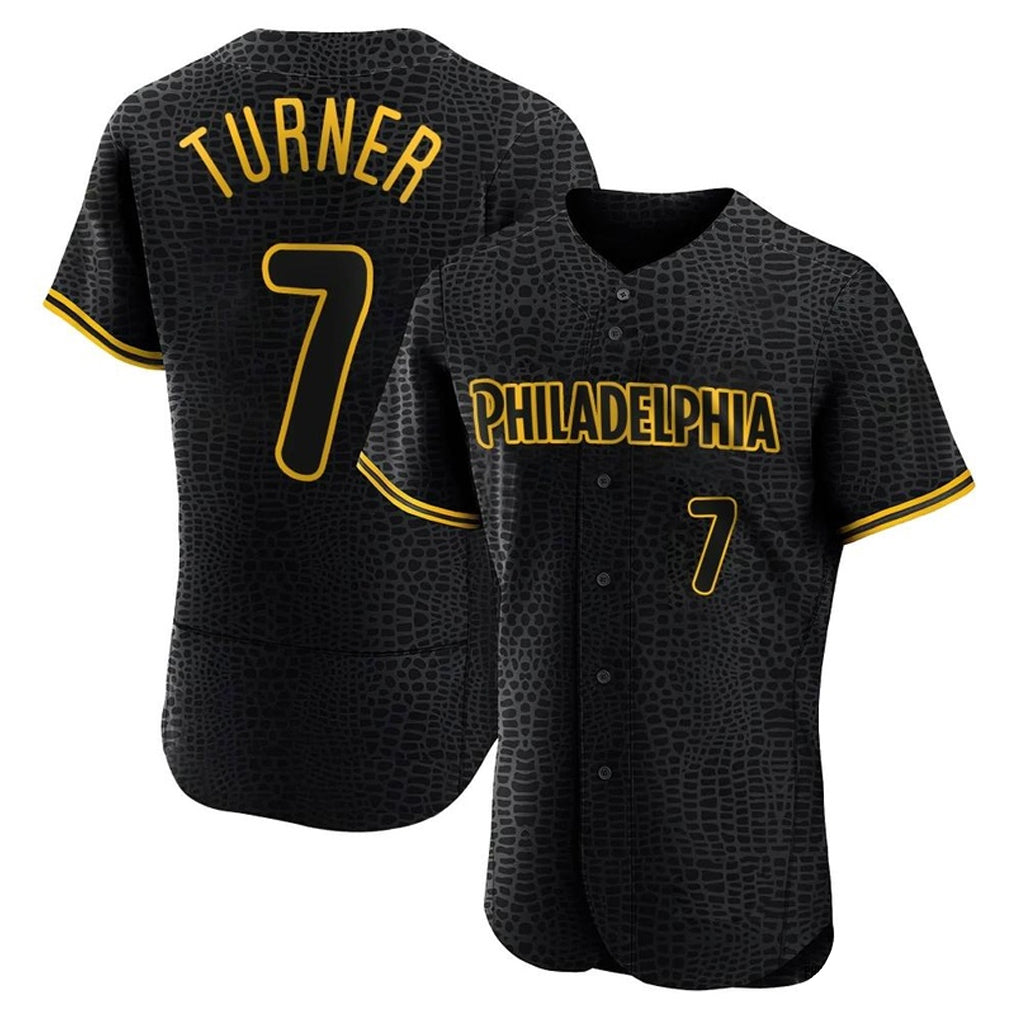 Rebec P.Phillies #7 Trea Turner Player Black Snake Skin City Home Limited Elite Stitched Jerseys