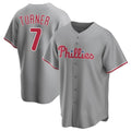 Rebec P.Phillies #7 Trea Turner Player Gray Home Game Stitched Jerseys