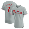 Rebec P.Phillies #7 Trea Turner Player Gray Home Limited Elite Stitched Jerseys