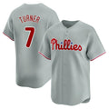 Rebec P.Phillies #7 Trea Turner Player Gray Home Limited Stitched Jerseys