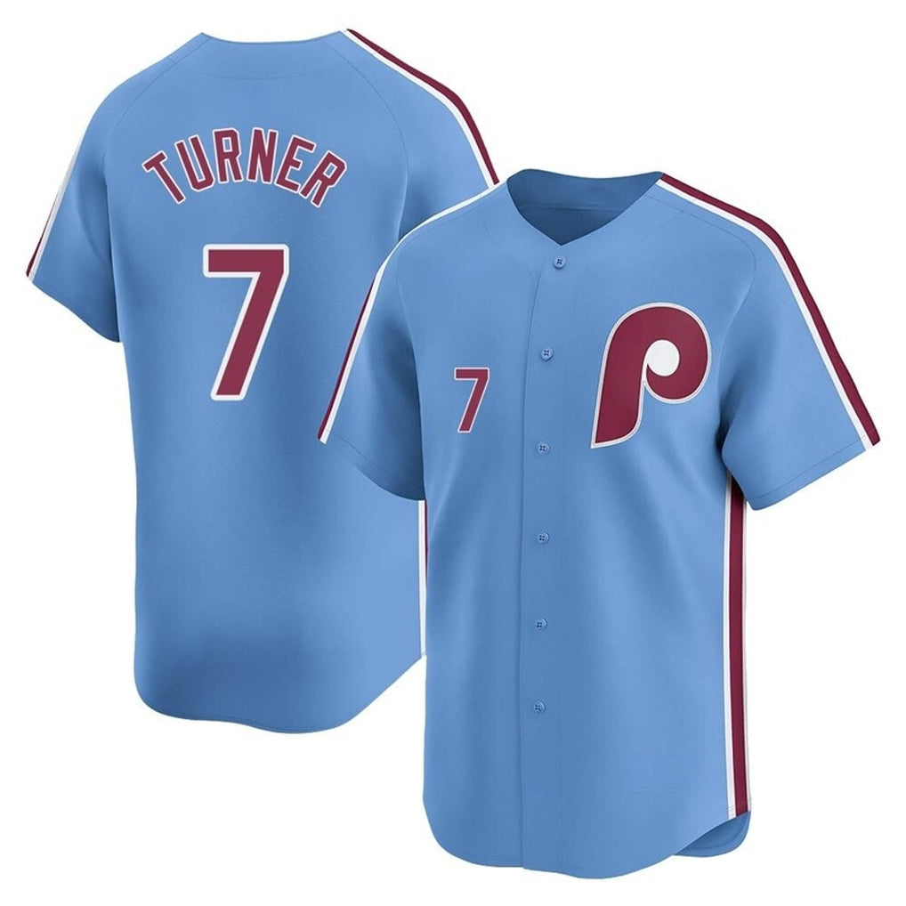 Rebec P.Phillies #7 Trea Turner Player Light Blue Home Limited Stitched Jerseys