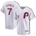 Rebec P.Phillies #7 Trea Turner Player White Cooperstown Collection Limited Home Stitched Jerseys