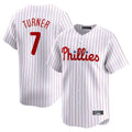 Rebec P.Phillies #7 Trea Turner Player White Home Limited Stitched Jerseys