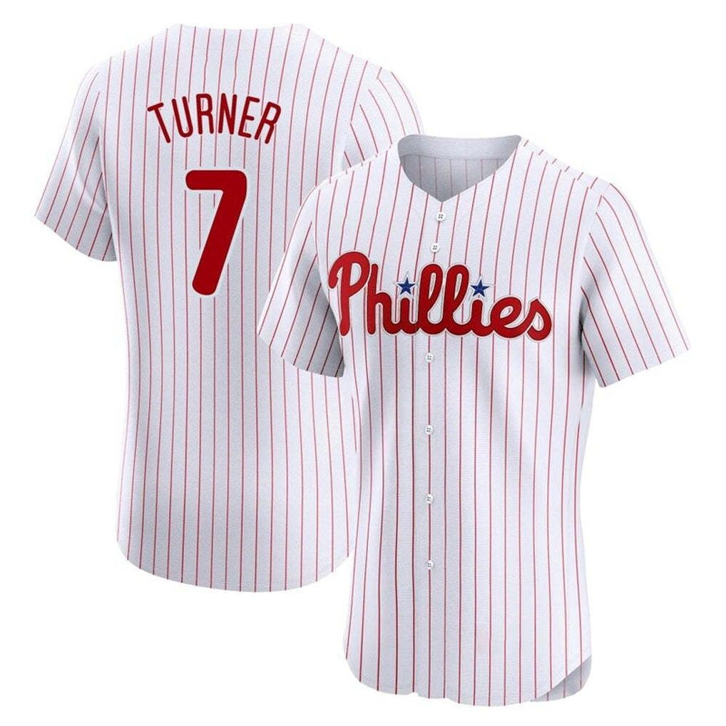 Rebec P.Phillies #7 Trea Turner Player White Pinstripe Phillies & Eagles Vapor Premier Limited Elite Stitched Jerseys