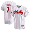 Rebec P.Phillies #7 Trea Turner Player White Pinstripe Phillies & Eagles Vapor Premier Limited Stitched Jerseys
