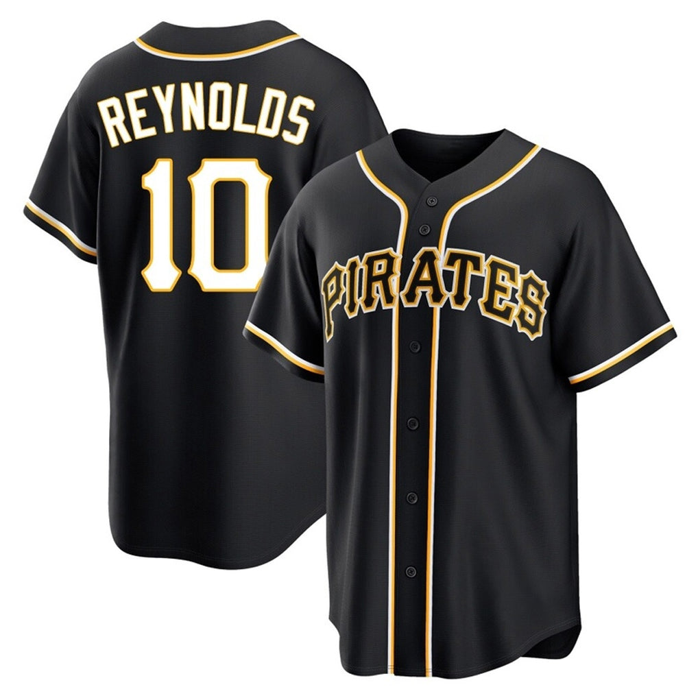 Rebec P.Pirates #10 Bryan Reynolds Player Black Fashion Out Home Game Stitched Jerseys