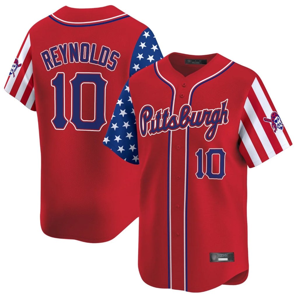 Rebec P.Pirates #10 Bryan Reynolds Player Red 2025 Independence Day Vapor Premier Limited Stitched Jerseys