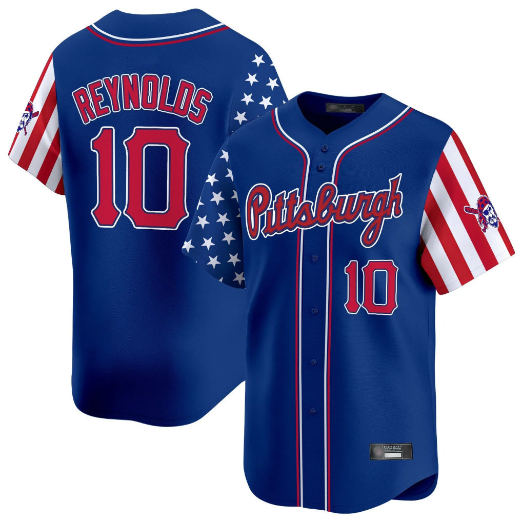 Rebec P.Pirates #10 Bryan Reynolds Player Royal 2025 Independence Day Vapor Premier Limited Stitched Jerseys