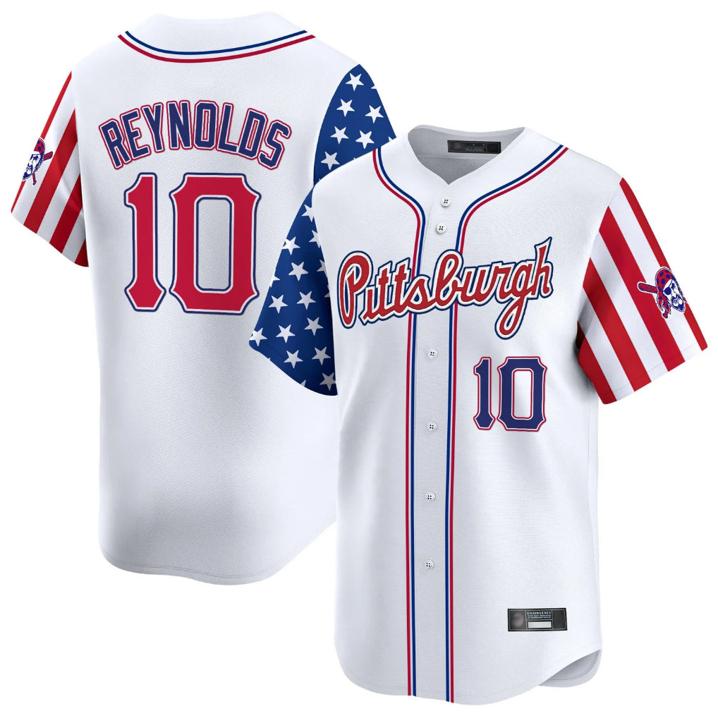 Rebec P.Pirates #10 Bryan Reynolds Player White 2025 Independence Day Vapor Premier Limited Stitched Jerseys