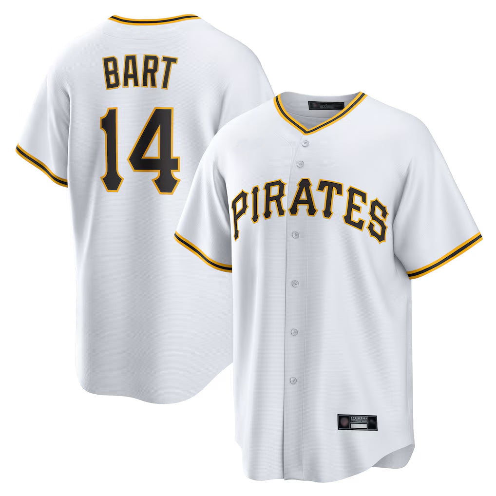 Rebec P.Pirates #14 Joey Bart Player White Home Game Stitched Jerseys