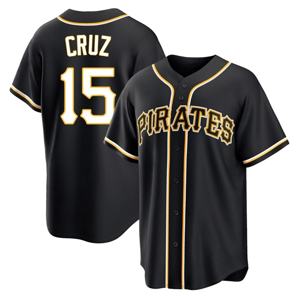 Rebec P.Pirates #15 Oneil Cruz Player Black Fashion Out Home Game Stitched Jerseys